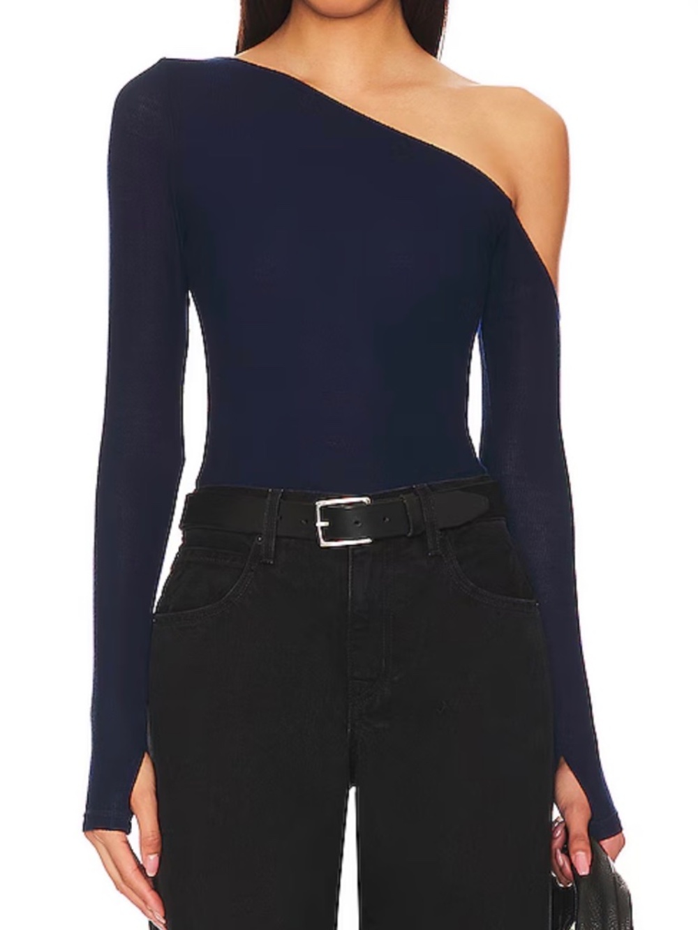 NWT Michael Lauren one shoulder top in navy